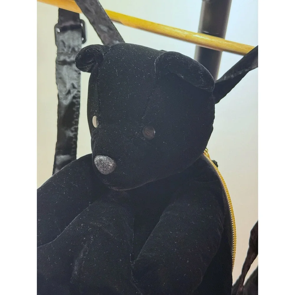 Teddy Bear Backpack festival black velvet teen kidcore‎ backpack girlypop med